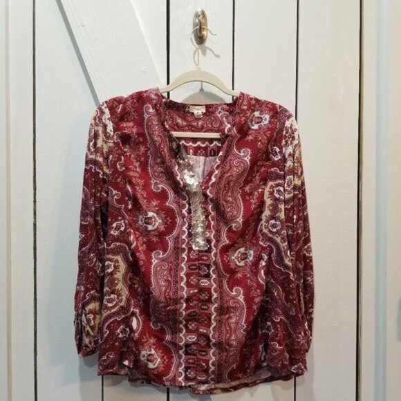 Tiny Anthropologie paisley red blouse Medium - Picture 1 of 6